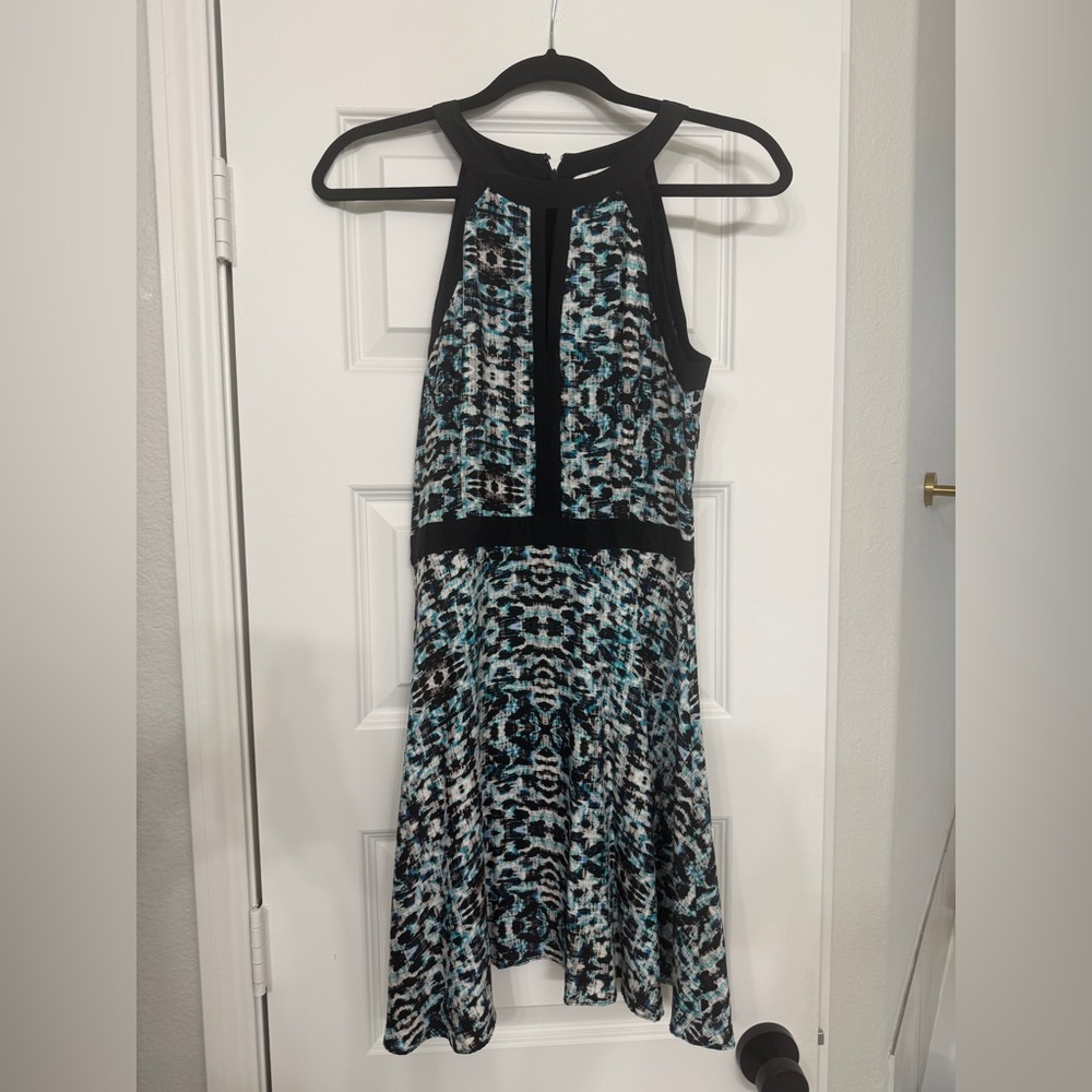 Parker Black and Blue Silk Dress